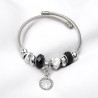 Bracelet argenté charms arbre de vie noir Acier