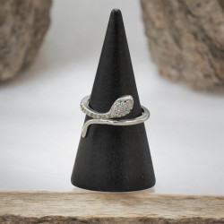 Bague ajustable argentée serpent Plaqué or blanc