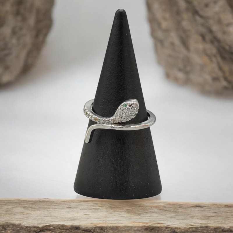 Bague ajustable argentée serpent Plaqué or blanc