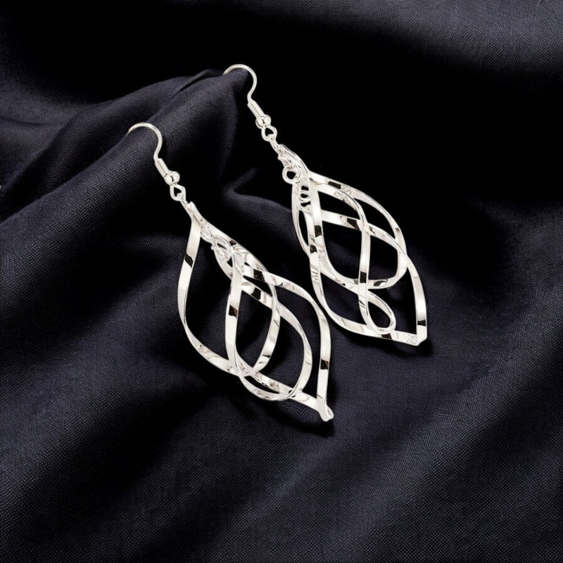 Boucles d'oreilles spirales ajourées argentées