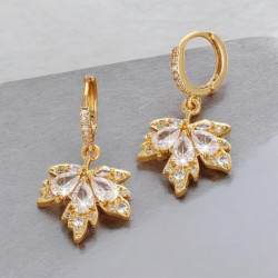 Boucles d'oreilles feuille d'érable Plaqué or