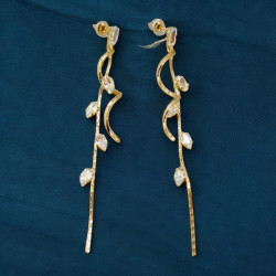 Boucles d'oreilles dorées torsades et feuilles Acier