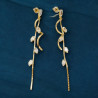 Boucles d'oreilles dorées torsades et feuilles Acier