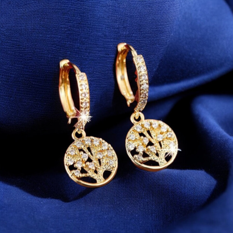 Boucles d'oreilles dorée arbre de vie Plaqué or