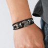 Bracelet multirang aigle cuir noir