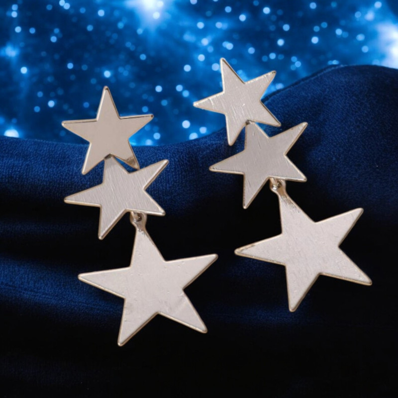 Boucles d'oreilles cascade d'étoiles argentées