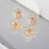 Boucles d'oreilles double fleurs dorées