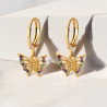 Boucles d'oreilles dorées papillon multicolore Plaqué or