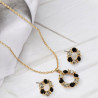Parure dorée cercle strass noir