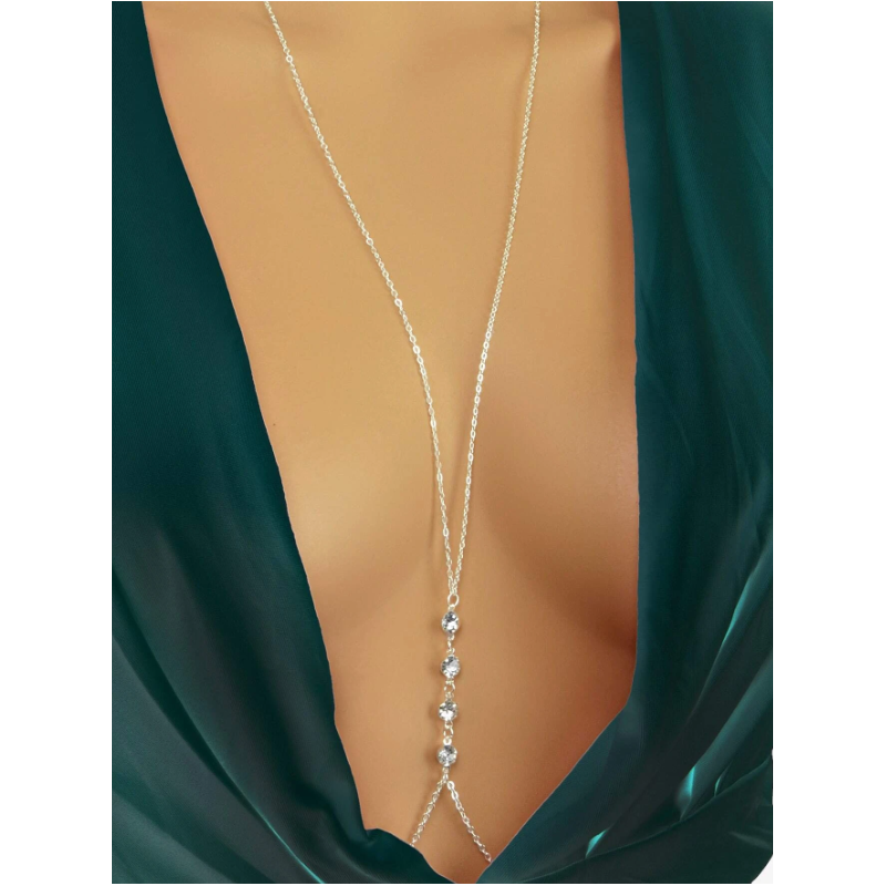 Chaîne de body strass argentée
