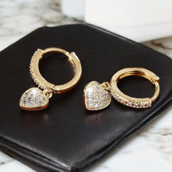 Boucles d'oreilles coeur zircon Plaqué or