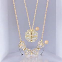 Collier doré trèfle aimanté Acier