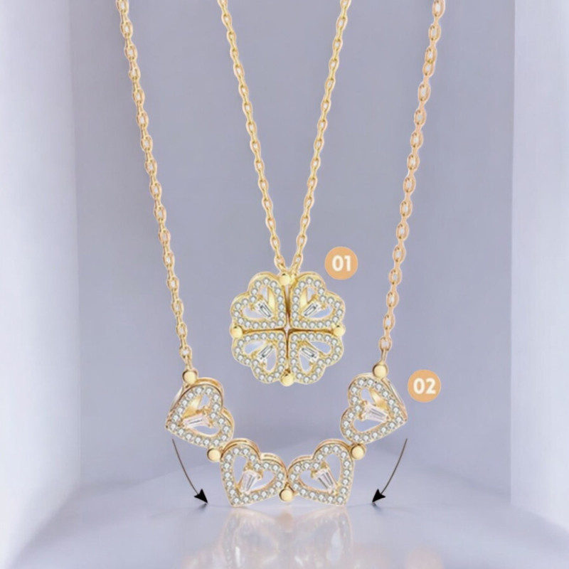 Collier doré trèfle aimanté Acier