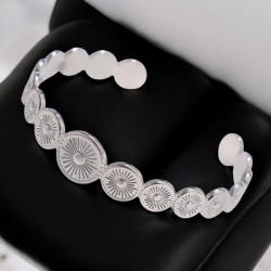Bracelet jonc ajustable argenté métal rond Acier