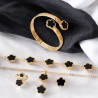 Parure dorée trèfle noir 5 pièces