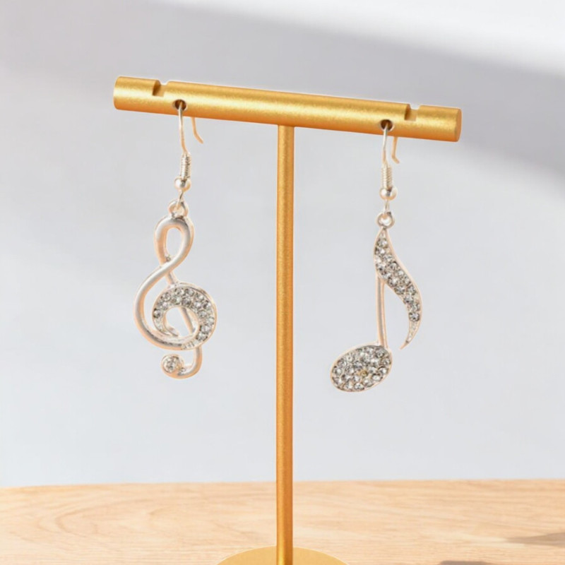 Boucles d'oreilles argentées note asymétriques