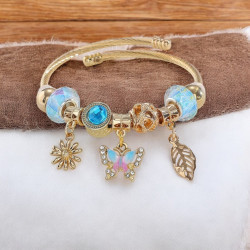 Bracelet charms doré papillon bleu Acier
