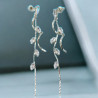 Boucles d'oreilles argentées torsades et feuilles Acier