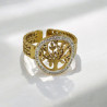 Bague ajustable dorée arbre zircon Acier