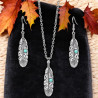 Parure argenté plume turquoise