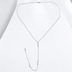 Collier de dos argenté perles transparentes espacées