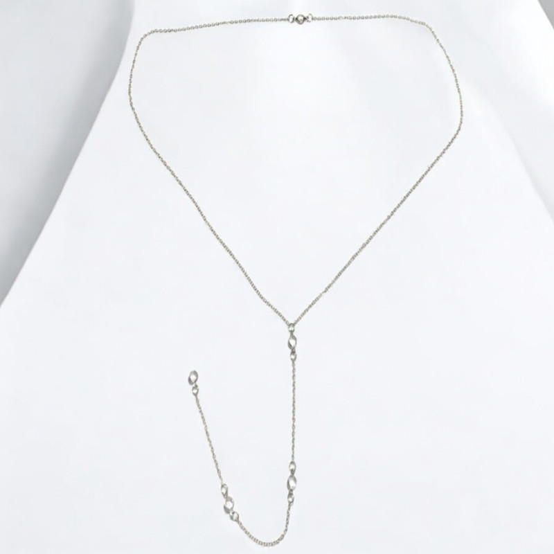Collier de dos argenté perles transparentes espacées