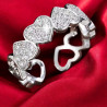 Bague ajustable argenté coeurs Plaqué or blanc