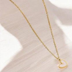Collier doré coeur blanc Acier