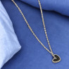Collier argenté coeur noir acier