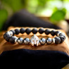Bracelet pierre naturelle gladiateur argenté
