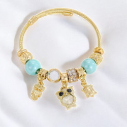 Bracelet charms doré chouette bleue Acier