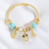 Bracelet charms doré chouette bleue Acier