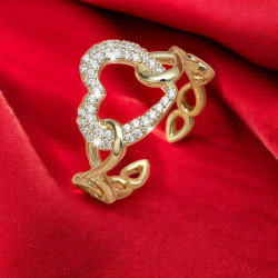 Bague ajustable dorée coeur et mailles Plaqué or