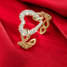 Bague ajustable dorée coeur et mailles Plaqué or
