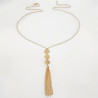 Collier sautoir doré mandala ajouré et franges