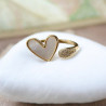 Bague dorée ajustable coeur blanc Plaqué or