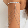 Bracelet haut de bras chaînettes et strass argenté