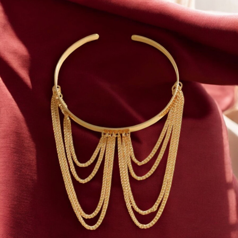 Bracelet haut de bras chaînettes dorées
