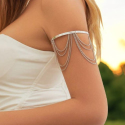 Bracelet haut de bras chaînettes argentées