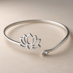 Bracelet jonc argenté lotus Acier