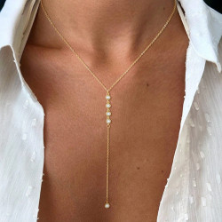Collier doré plongeant avec strass