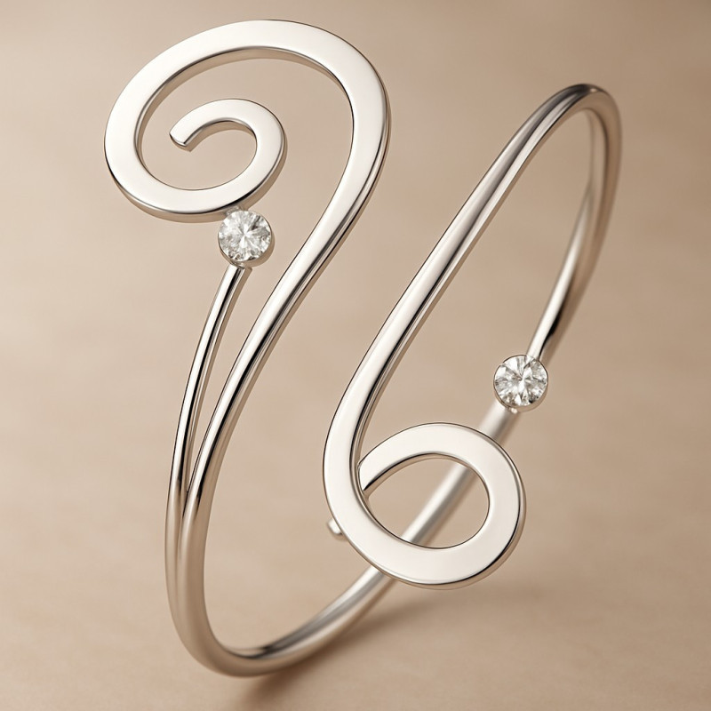 Bracelet haut de bras spiral et strass argenté