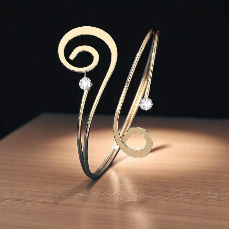 Bracelet haut de bras spiral et strass ajustable