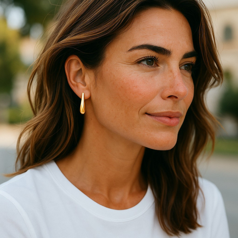 Boucles d'oreilles gouttes dorées Acier