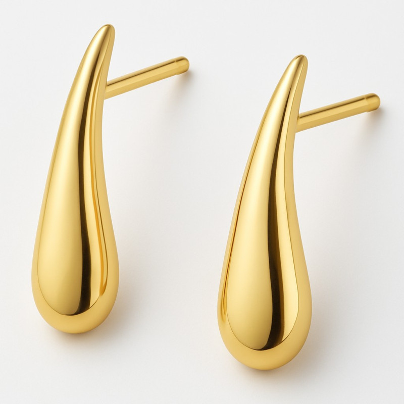 Boucles d'oreilles gouttes dorées Acier