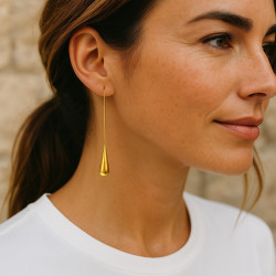 Boucles d'oreilles gouttes pendantes dorées Acier
