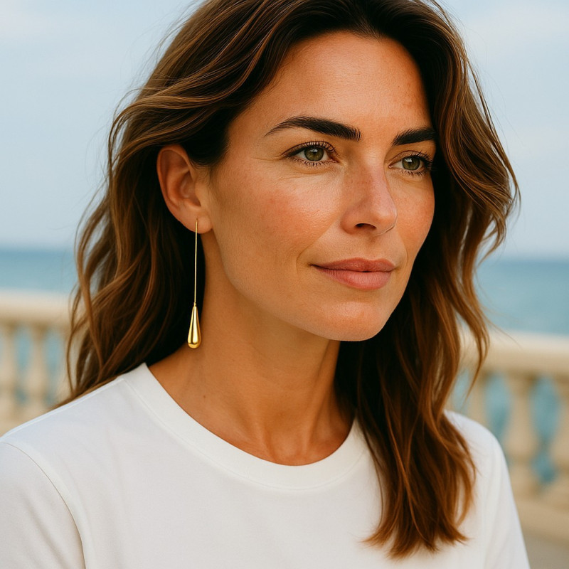Boucles d'oreilles gouttes pendantes dorées Acier