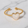 Bague ajustable dorée coeur blanc Acier
