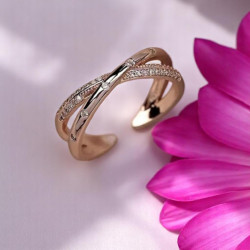 Bague ajustable doré rose croisé Plaqué or