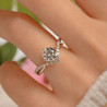 Bague ajustable couronne argenté zircon Plaqué or blanc